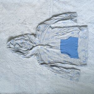 VGUC 2T Kate Quinn Blue Mice & Cheese Modal Kanga Pocket Henley Hoodie